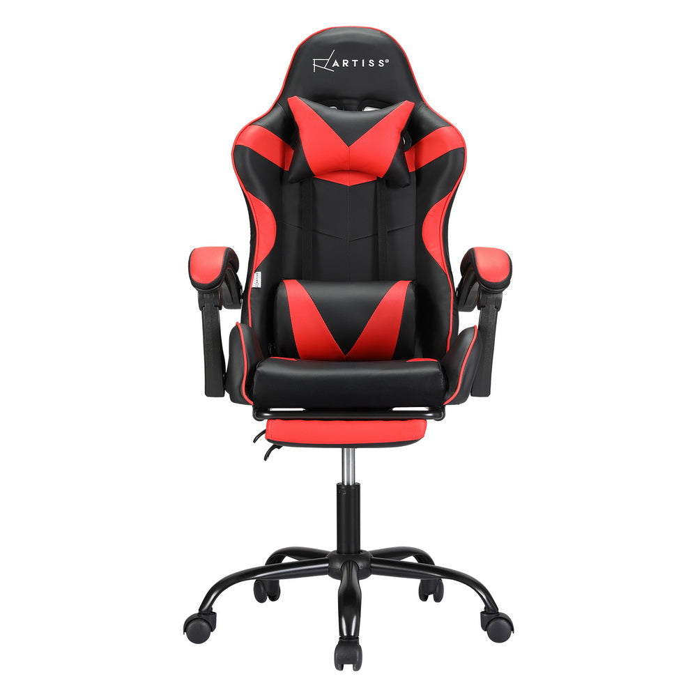 Artiss 2 Point Massage Gaming Office Chair Footrest Red Fast shipping On sale