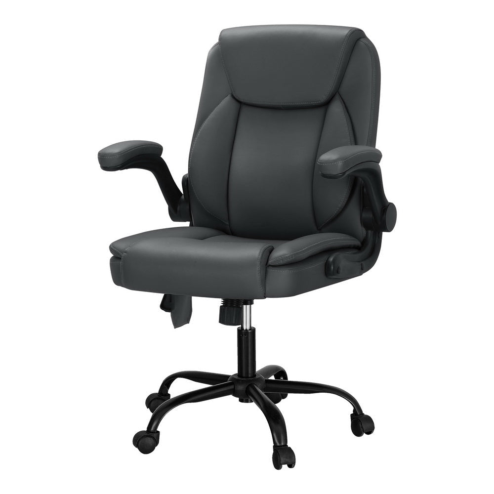 Artiss 2 Point Massage Office Chair Leather Mid Back Grey Fast shipping On sale