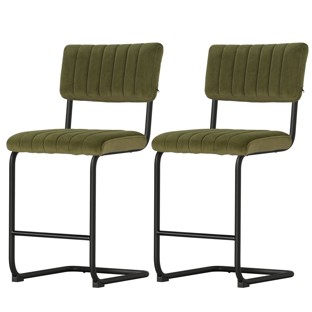 Artiss 2x Bar Stools Velvet Chairs Green Stool Fast shipping On sale