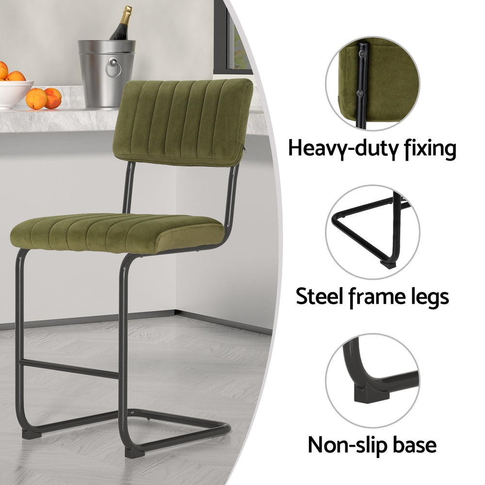 Artiss 2x Bar Stools Velvet Chairs Green Stool Fast shipping On sale