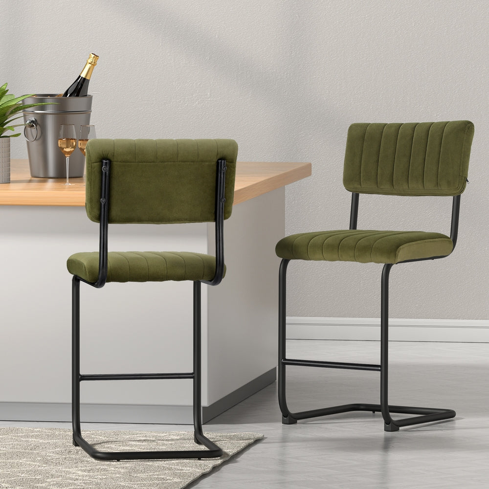 Artiss 2x Bar Stools Velvet Chairs Green Stool Fast shipping On sale