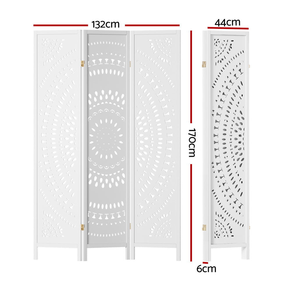 Artiss 3 Panel Room Divider Screen 132x170cm Circle White Fast shipping On sale