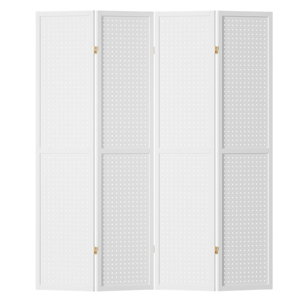 Artiss 4 Panel Room Divider Screen 164x170cm Pegboard White Fast shipping On sale