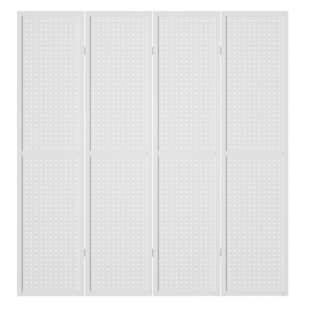 Artiss 4 Panel Room Divider Screen 164x170cm Pegboard White Fast shipping On sale