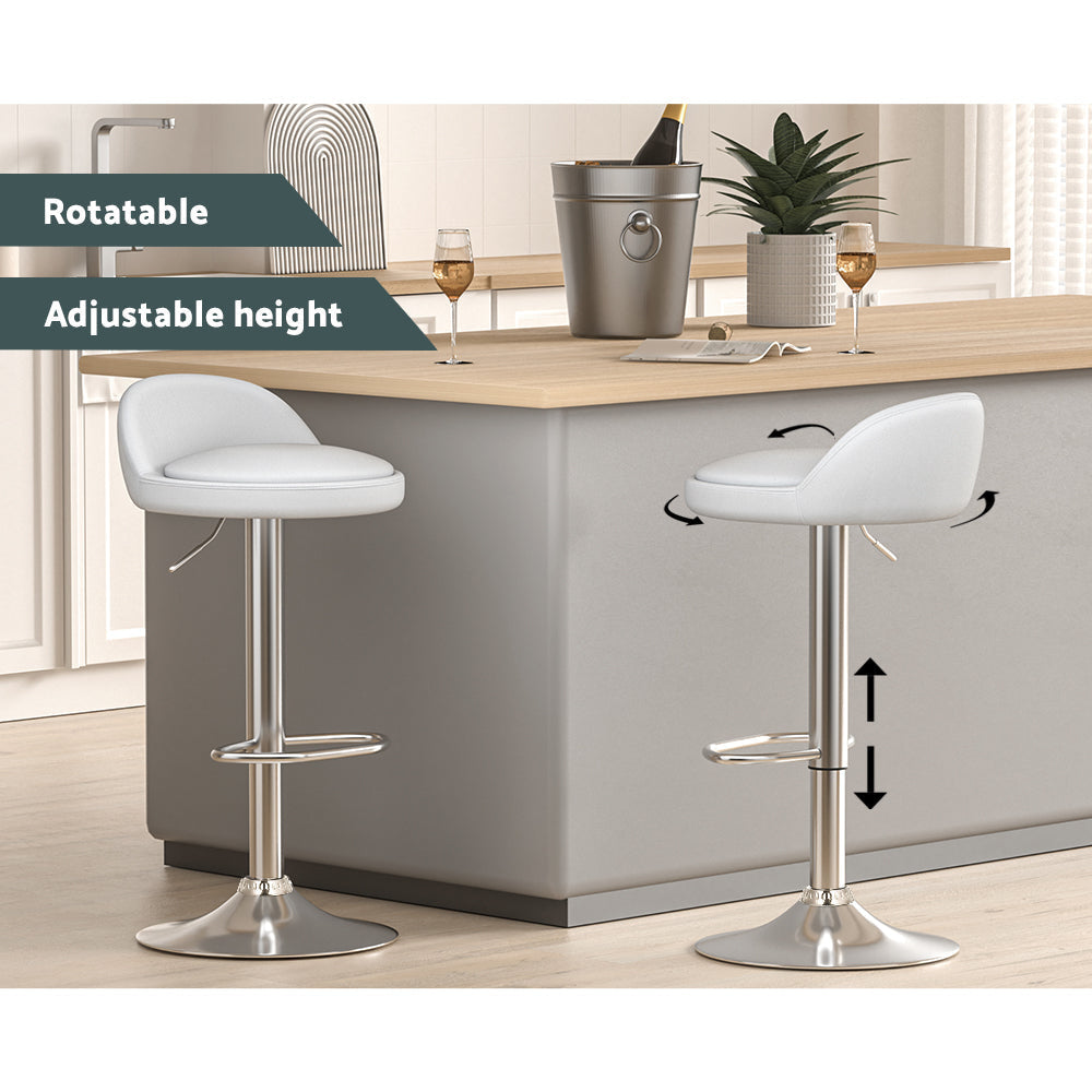 Artiss 4x Bar Stools PU Leather Gas Lift White Stool Fast shipping On sale