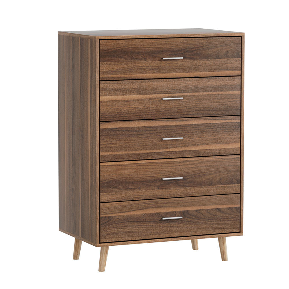 Artiss 5 Chest of Drawers - MIRI Walnut Of Fast shipping On sale