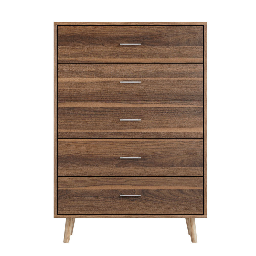 Artiss 5 Chest of Drawers - MIRI Walnut Of Fast shipping On sale