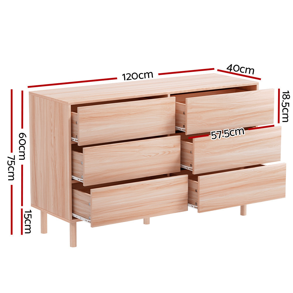 Artiss 6 Chest of Drawers Cabinet Dresser Table Tallboy Storage Bedroom Pine Of Fast shipping On sale