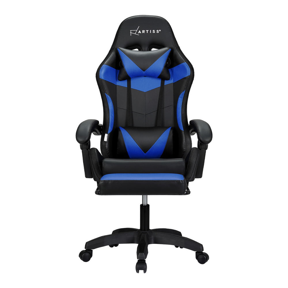 Artiss 6 Point Massage Gaming Office Chair 7 LED Footrest Blue Fast shipping On sale