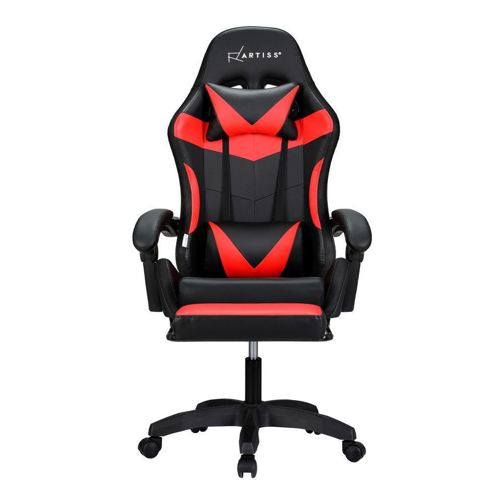 Artiss 6 Point Massage Gaming Office Chair 7 LED Footrest Red Fast shipping On sale