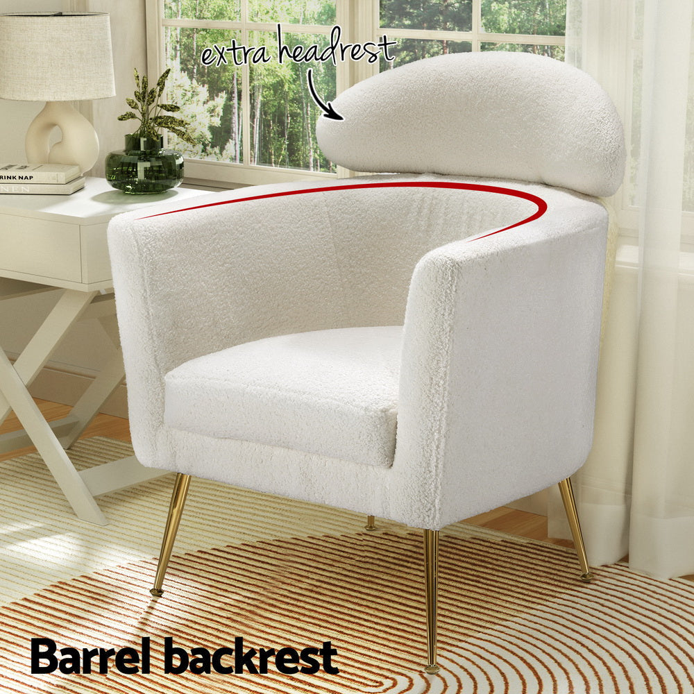 Artiss Armchair Boucle Fabric White Yoli Fast shipping On sale