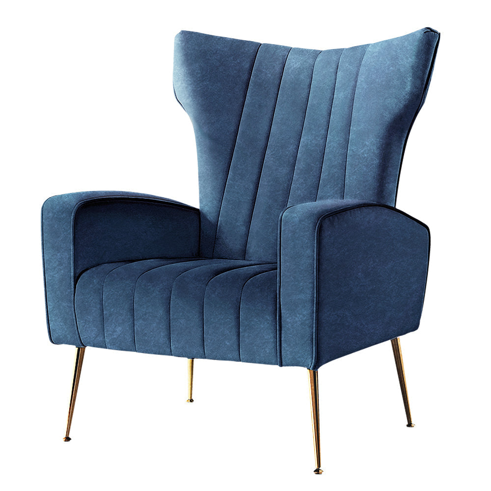 Artiss Armchair Lounge Accent Chairs Armchairs Chair Velvet Sofa Navy Blue Seat Fast shipping On sale