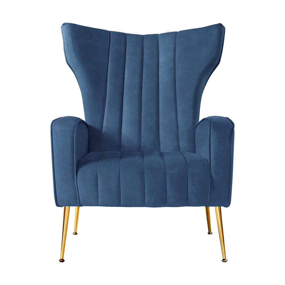 Artiss Armchair Lounge Accent Chairs Armchairs Chair Velvet Sofa Navy Blue Seat Fast shipping On sale