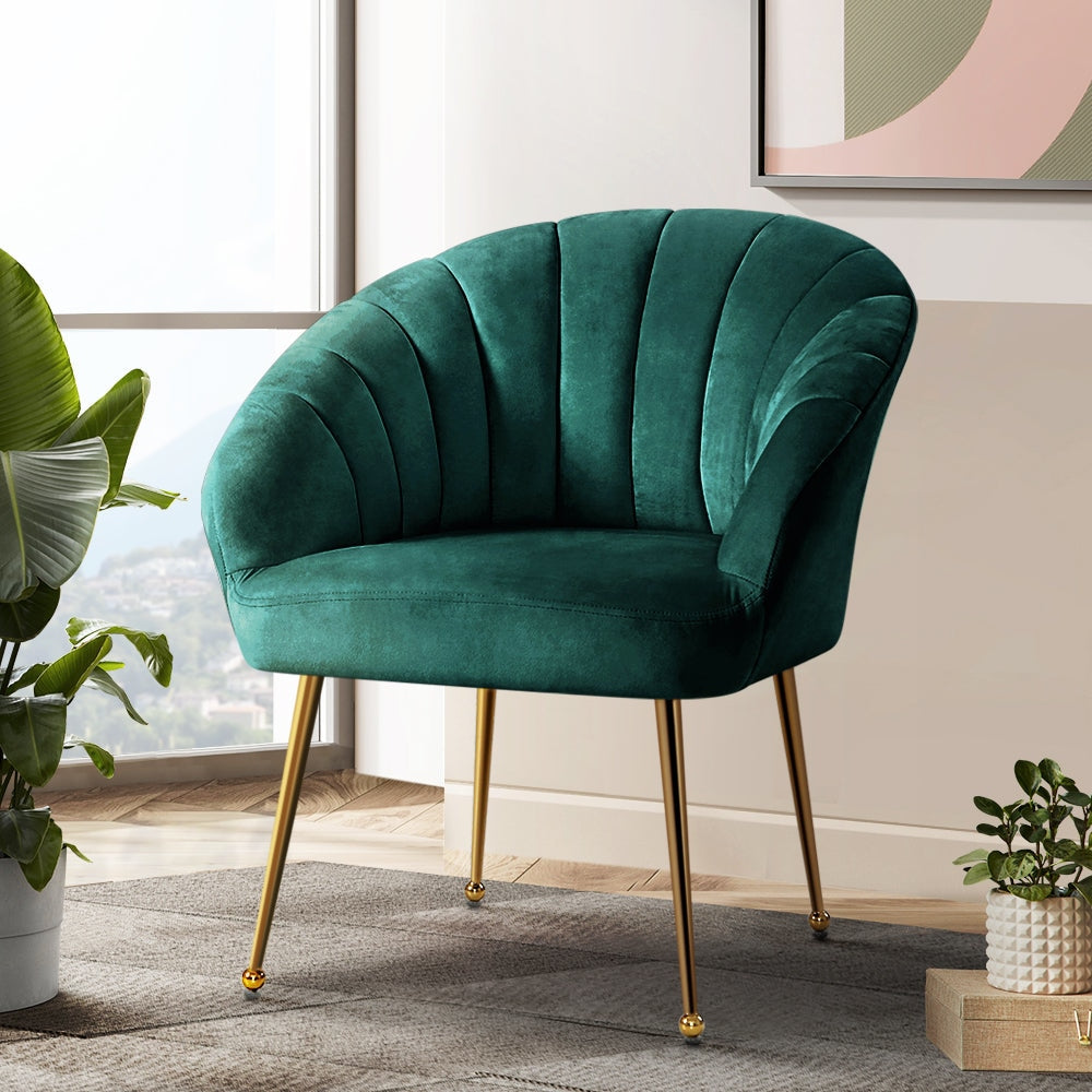 Artiss Armchair Lounge Chair Accent Armchairs Chairs Velvet Sofa Green Couch Fast shipping On sale