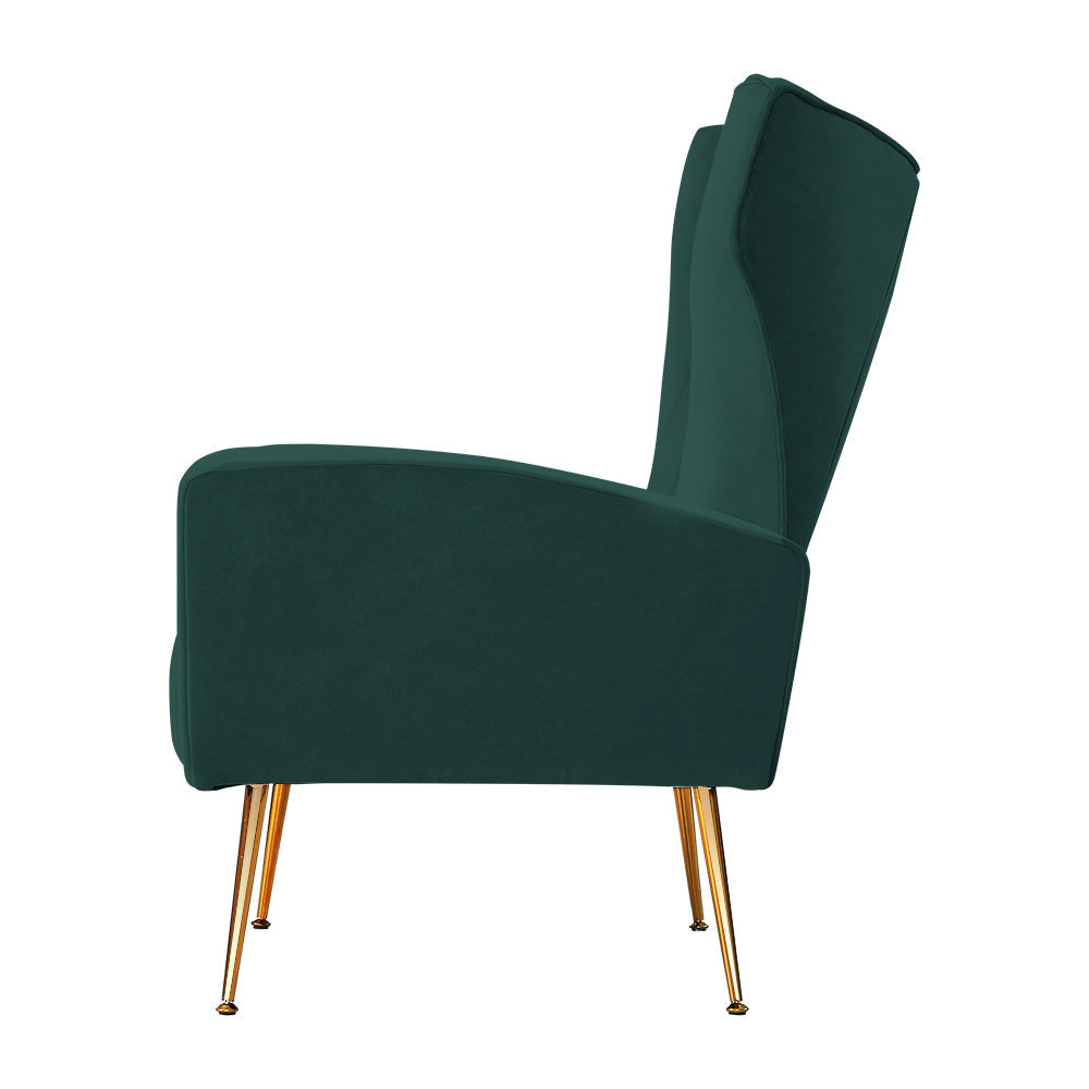 Artiss Armchair Lounge Chairs Accent Armchairs Chair Velvet Sofa Green Seat Fast shipping On sale