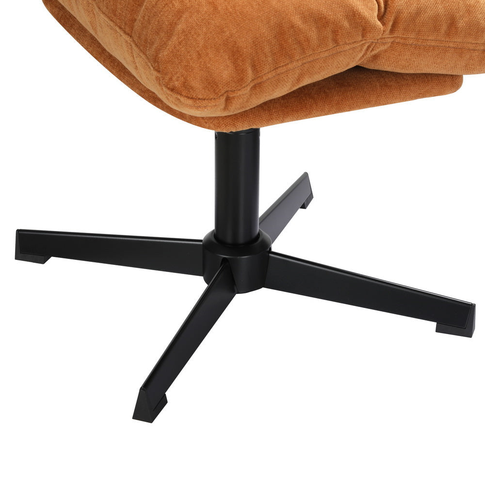 Artiss Armchair Set with Ottoman Linen Fabric Orange Yaro Lounge Chair Fast shipping On sale