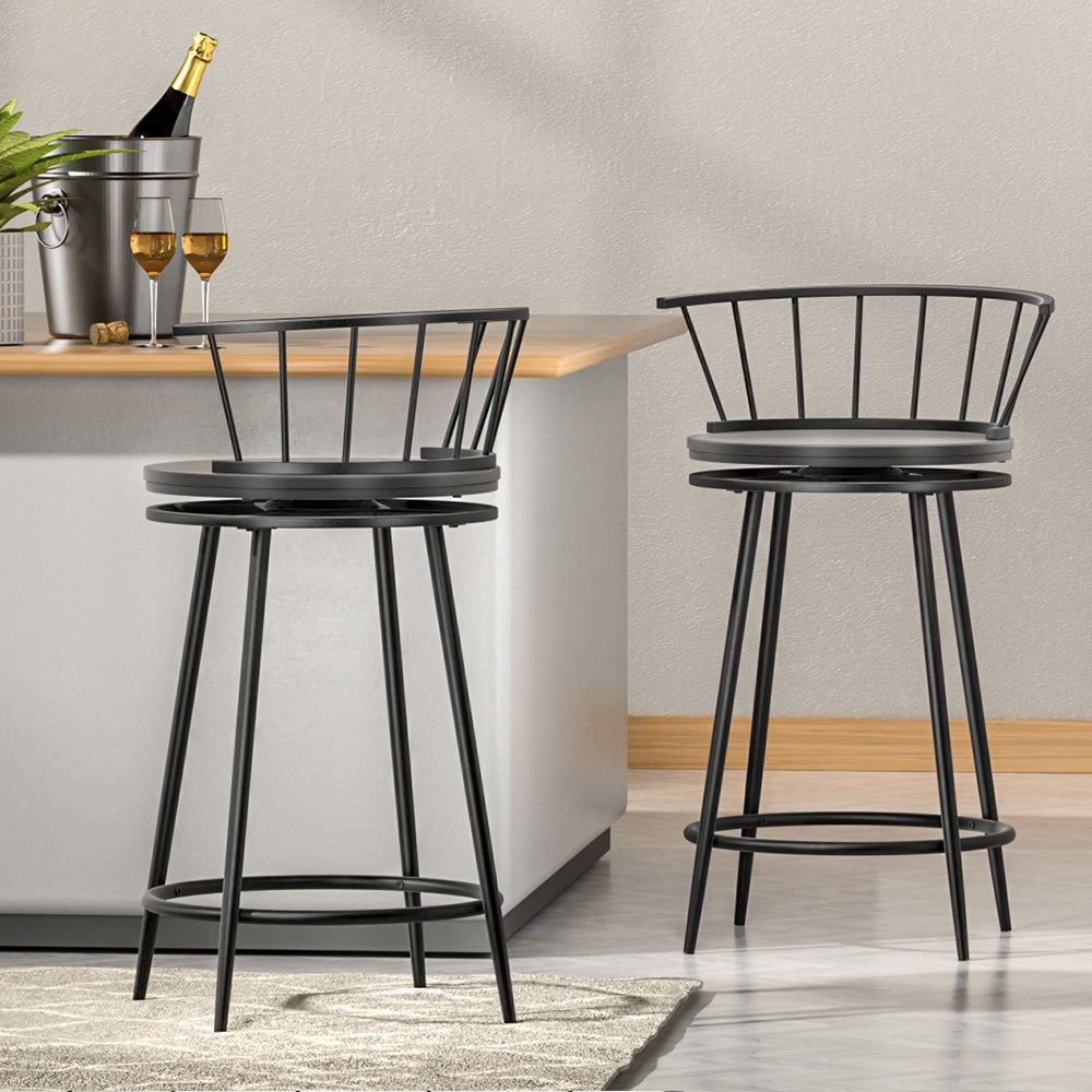 Artiss Bar Stools Kitchen Wooden Dining Chair Swivel Metal Chairs x2 Stool Fast shipping On sale