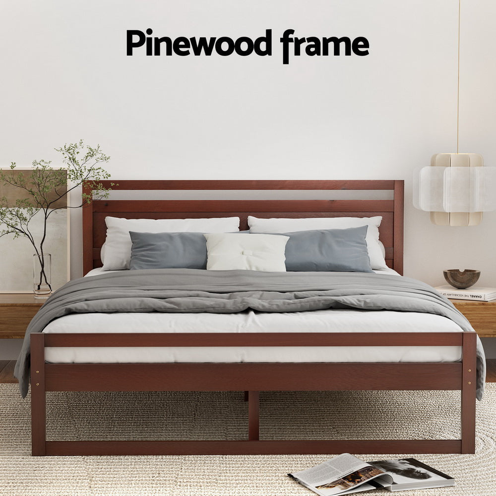 Artiss Bed Frame Double Size Wooden Walnut WITTON Fast shipping On sale