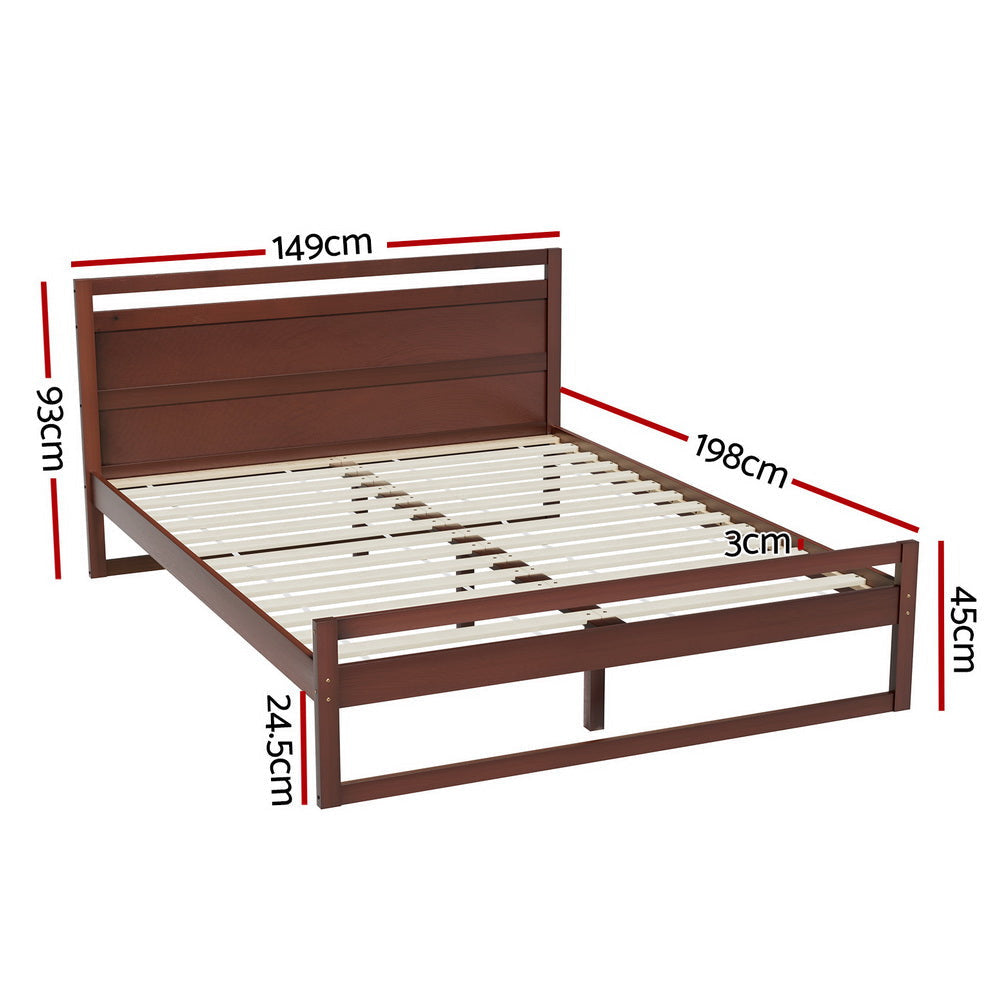 Artiss Bed Frame Double Size Wooden Walnut WITTON Fast shipping On sale