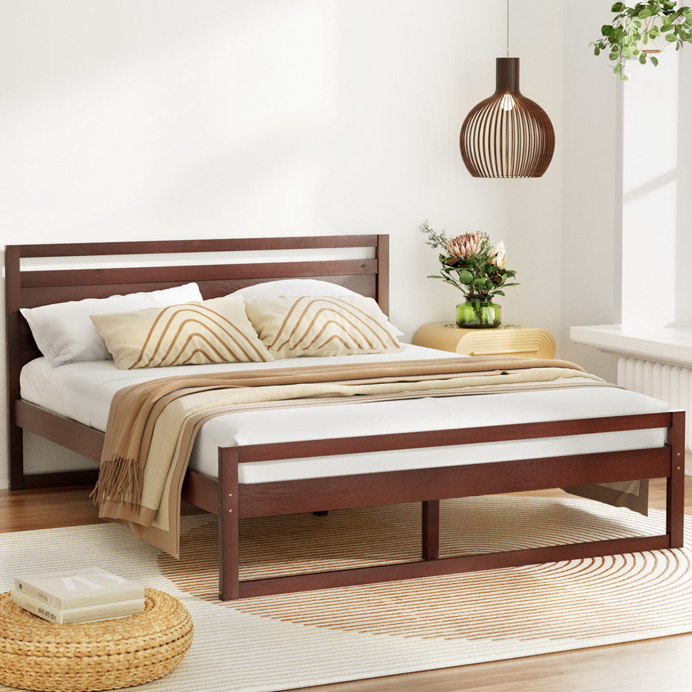 Artiss Bed Frame Double Size Wooden Walnut WITTON Fast shipping On sale