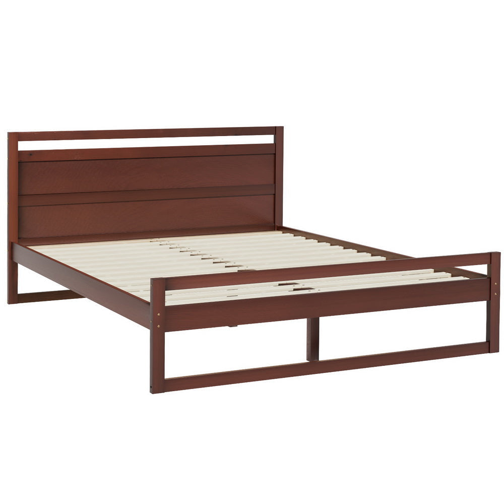 Artiss Bed Frame Double Size Wooden Walnut WITTON Fast shipping On sale