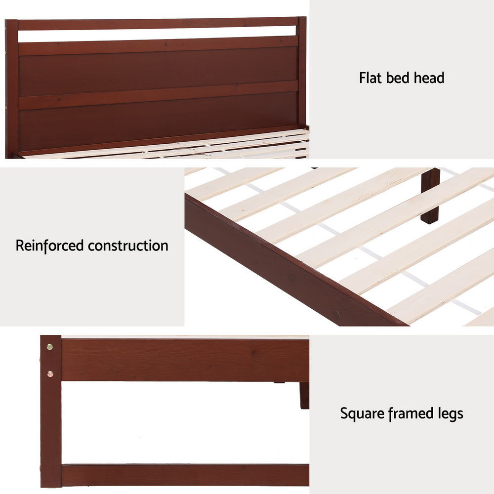 Artiss Bed Frame Double Size Wooden Walnut WITTON Fast shipping On sale