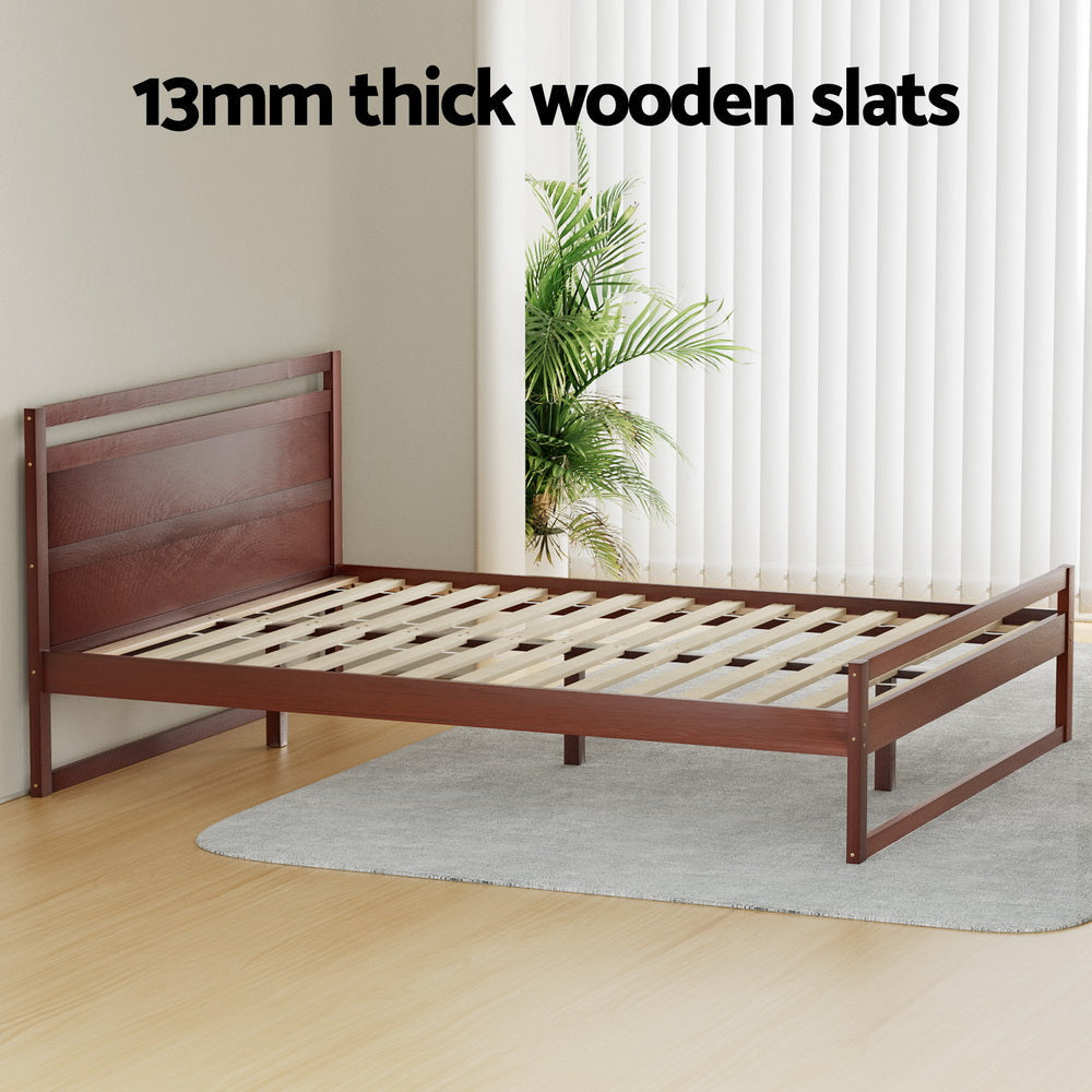 Artiss Bed Frame Double Size Wooden Walnut WITTON Fast shipping On sale