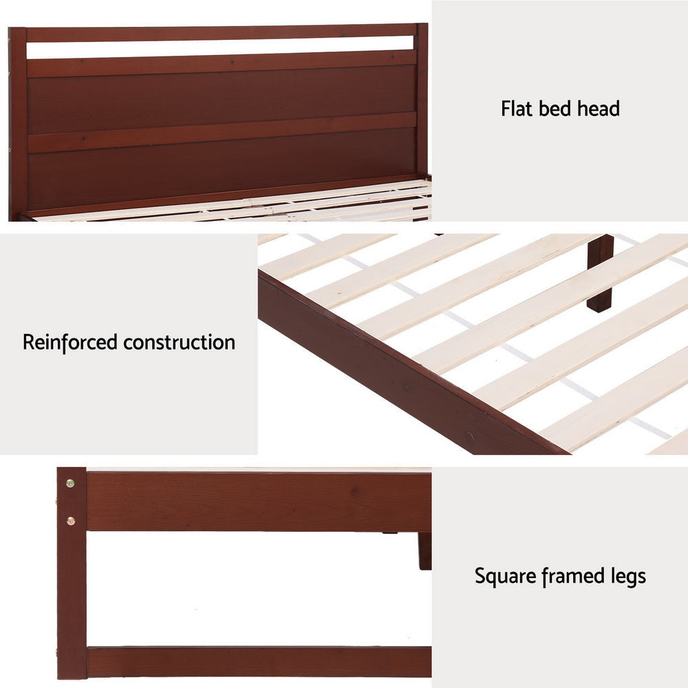 Artiss Bed Frame King Single Size Wooden Walnut WITTON Fast shipping On sale