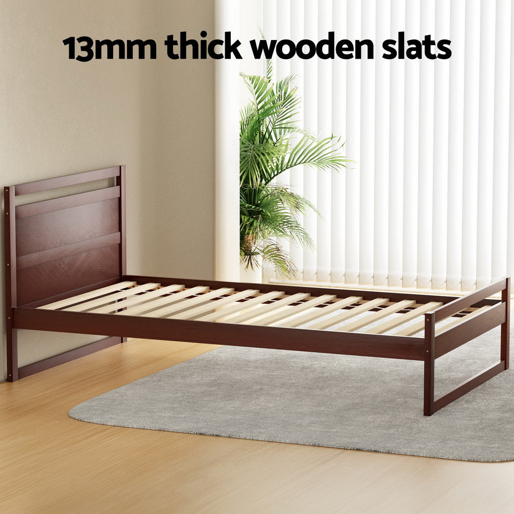 Artiss Bed Frame King Single Size Wooden Walnut WITTON Fast shipping On sale