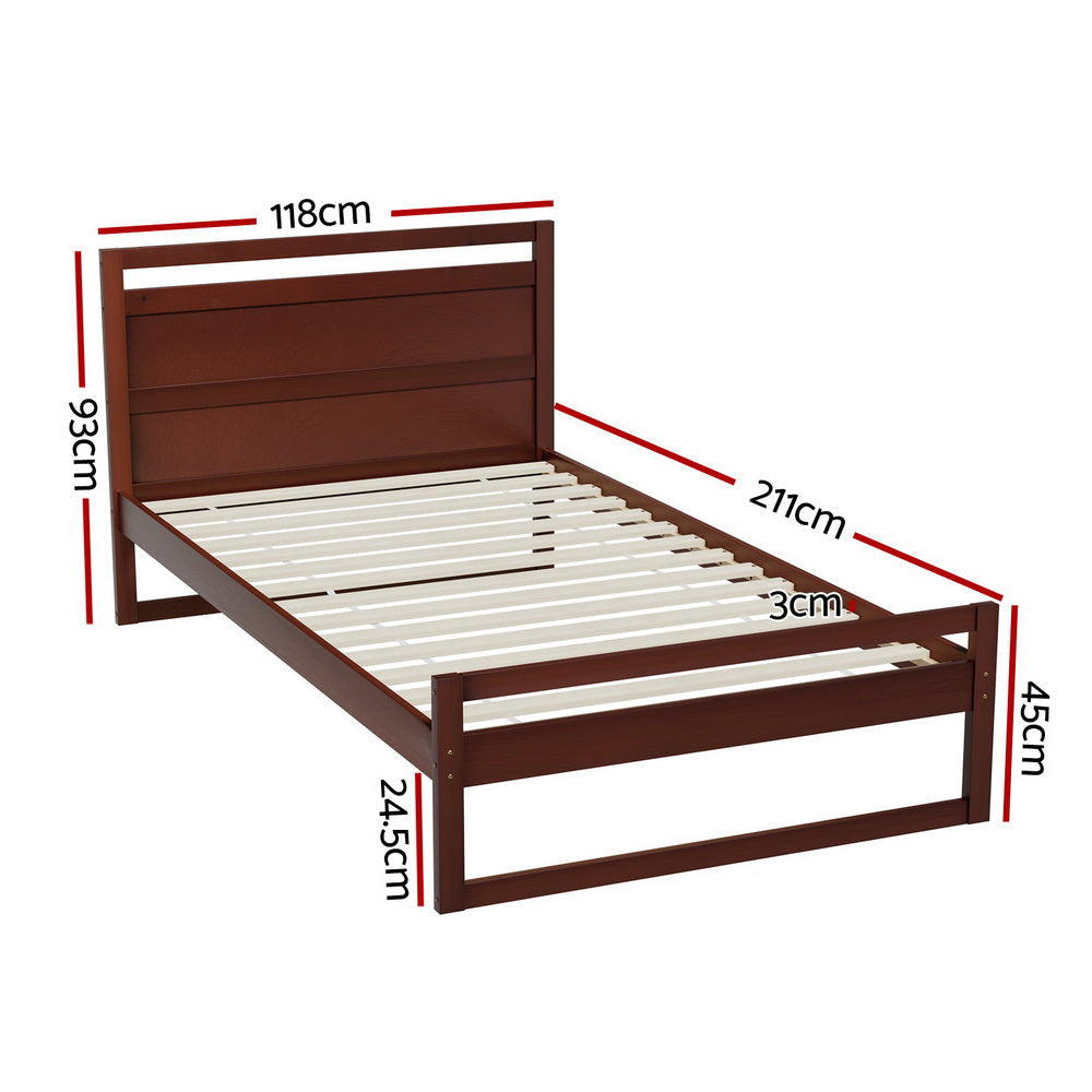 Artiss Bed Frame King Single Size Wooden Walnut WITTON Fast shipping On sale