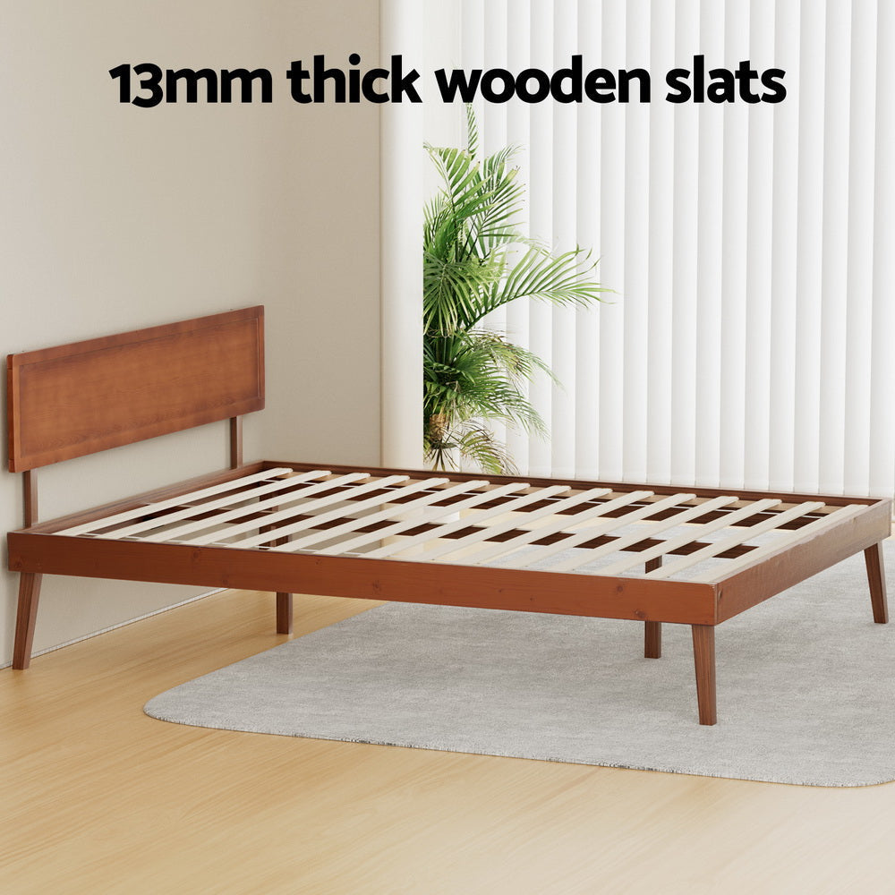 Artiss Bed Frame Queen Size Wooden Base Walnut SPLAY Fast shipping On sale