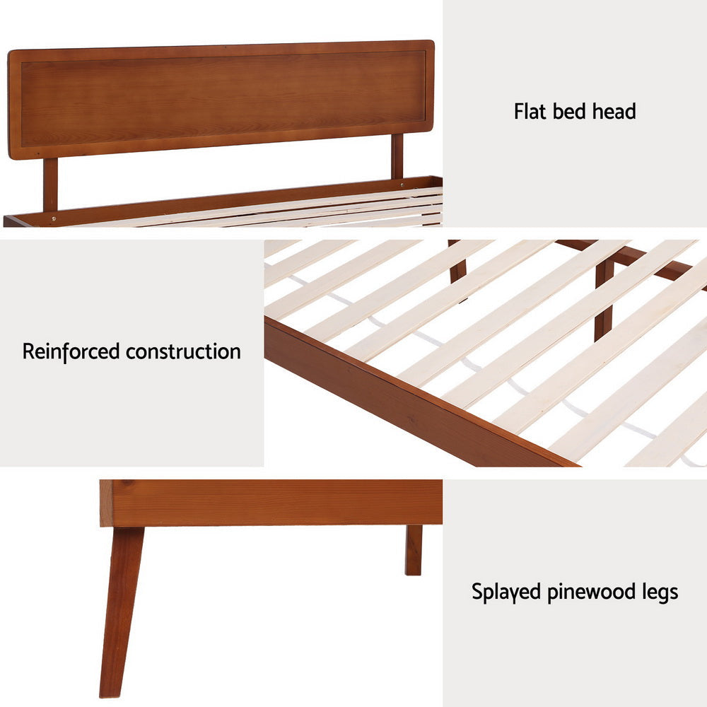 Artiss Bed Frame Queen Size Wooden Base Walnut SPLAY Fast shipping On sale