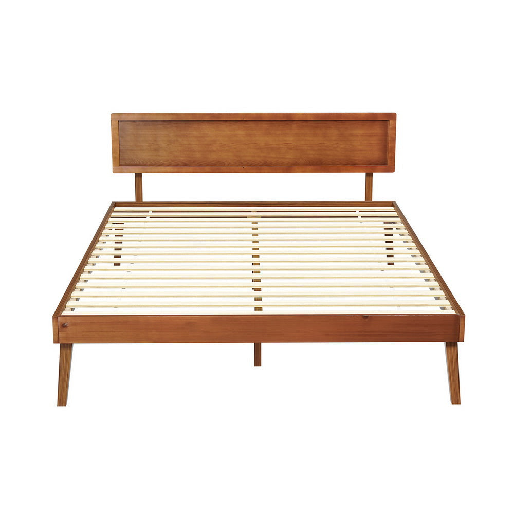 Artiss Bed Frame Queen Size Wooden Base Walnut SPLAY Fast shipping On sale