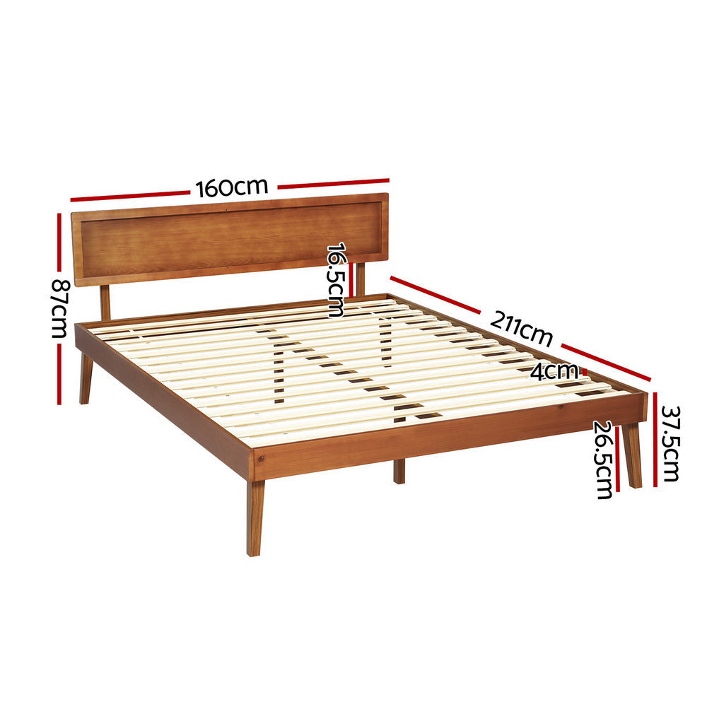 Artiss Bed Frame Queen Size Wooden Base Walnut SPLAY Fast shipping On sale