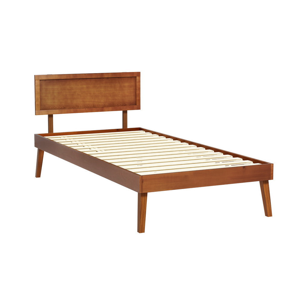 Artiss Bed Frame Single Size Wooden Base Walnut SPLAY Fast shipping On sale