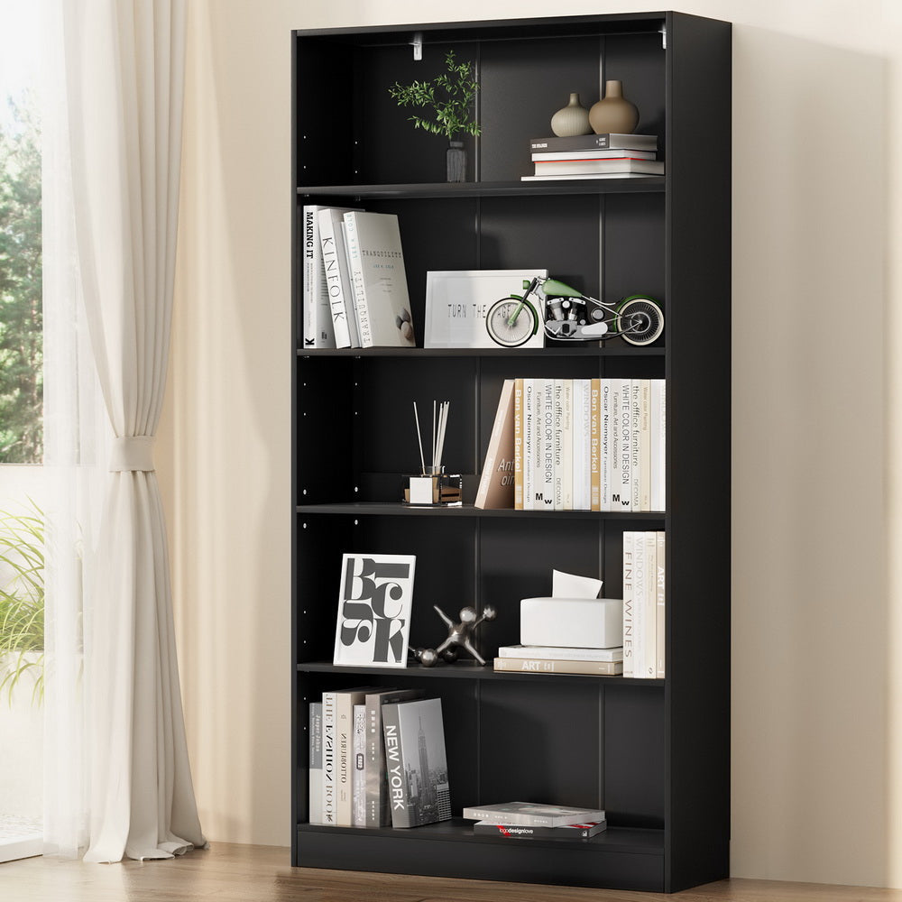 Artiss Bookshelf 5 Tiers ANTON Black Bookcase Fast shipping On sale