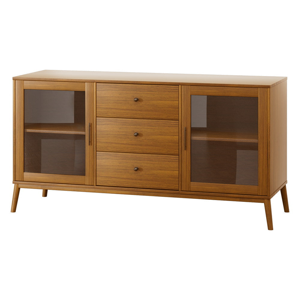 Artiss Buffet Sideboard Glass Doors - Oak Buffets & Sideboards Fast shipping On sale