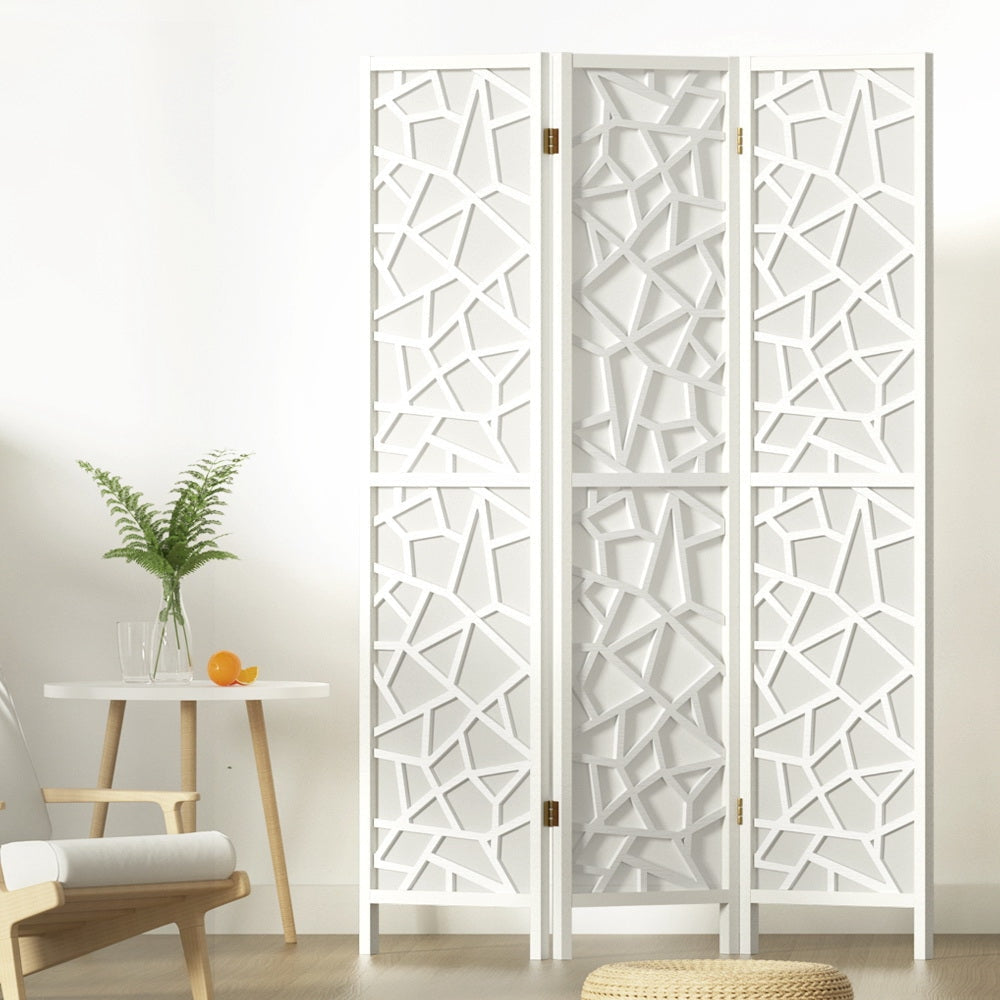 Artiss Clover Room Divider Screen Privacy Wood Dividers Stand 3 Panel White Fast shipping On sale