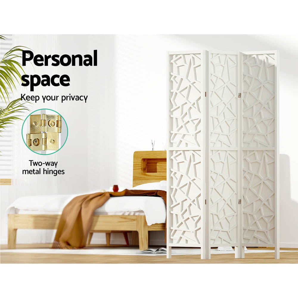Artiss Clover Room Divider Screen Privacy Wood Dividers Stand 3 Panel White Fast shipping On sale