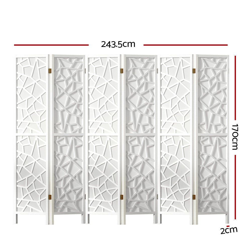 Artiss Clover Room Divider Screen Privacy Wood Dividers Stand 6 Panel White Fast shipping On sale