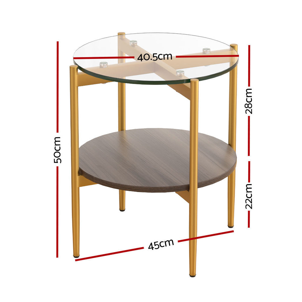 Artiss Coffee Table 45CM Round Tempered Glass Carol Fast shipping On sale