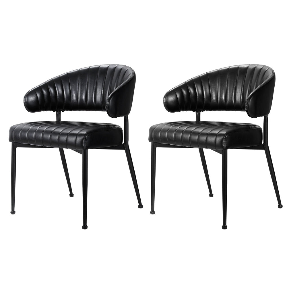 Artiss Dining Chairs Black PU Leather Yolanda Chair Fast shipping On sale