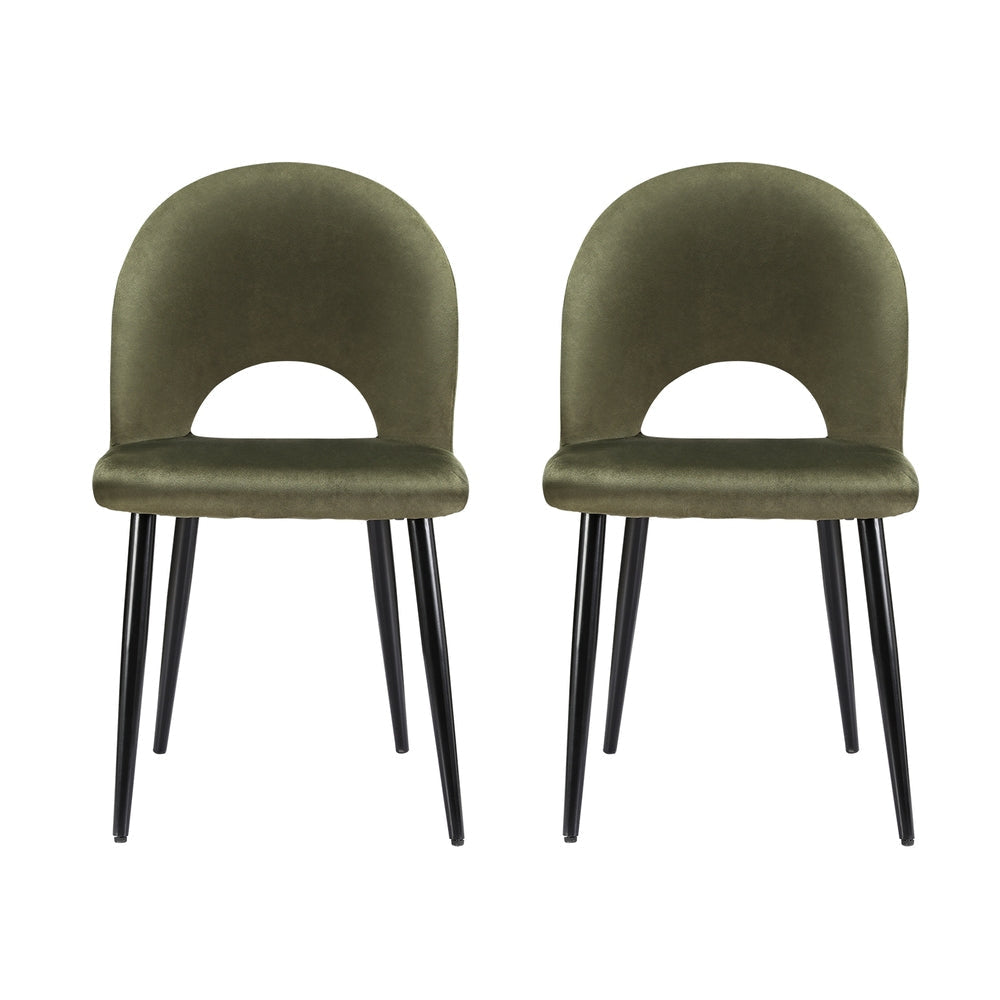 Artiss Dining Chairs Green Velvet Set Of 2 Loren Chair Fast shipping On sale