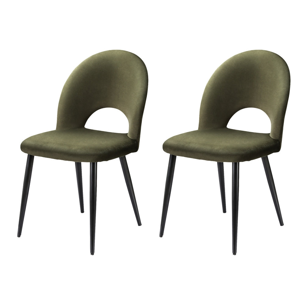 Artiss Dining Chairs Green Velvet Set Of 2 Loren Chair Fast shipping On sale