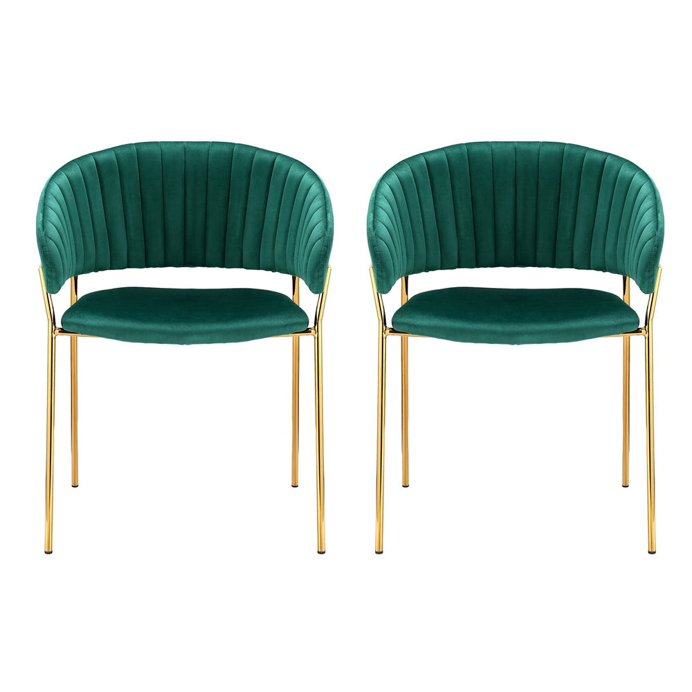 Artiss Dining Chairs Green Velvet Upholstered Set Of 2 Dalia Chair Fast shipping On sale