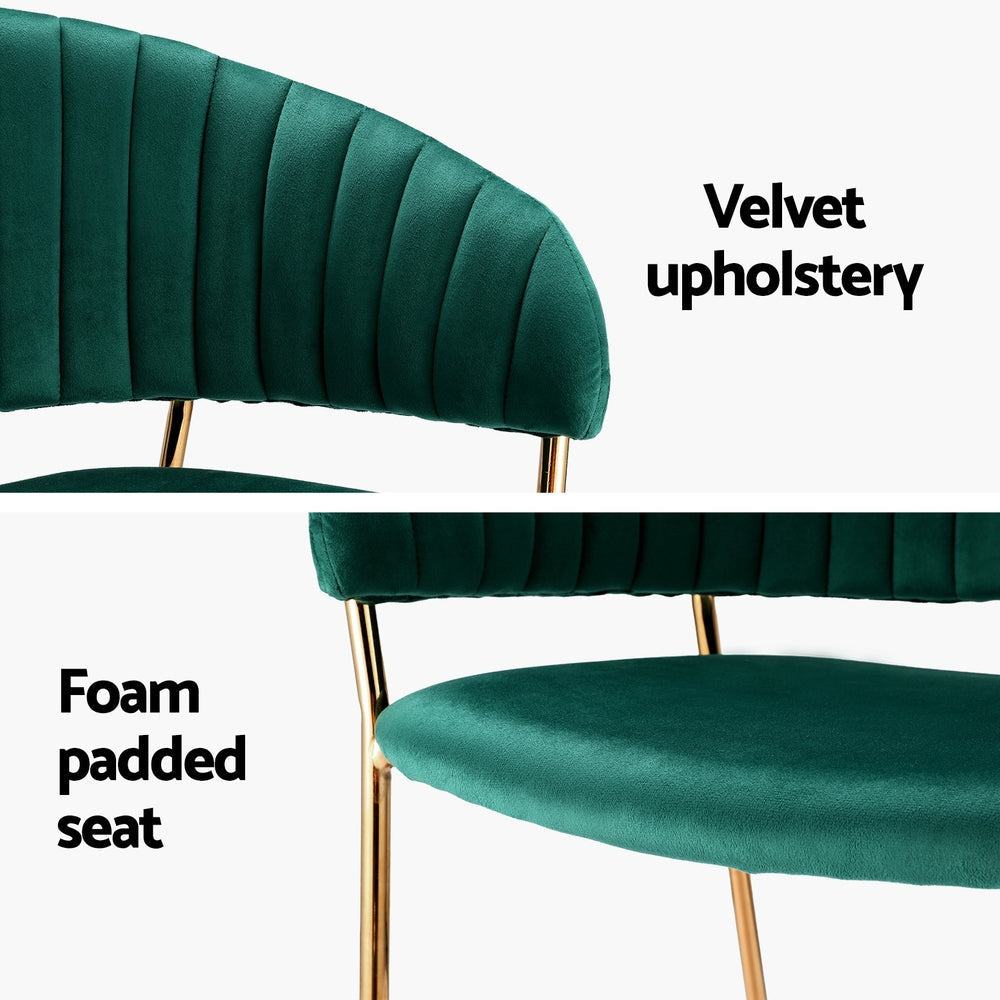 Artiss Dining Chairs Green Velvet Upholstered Set Of 2 Dalia Chair Fast shipping On sale
