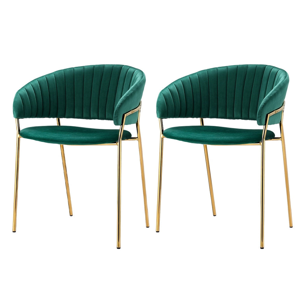 Artiss Dining Chairs Green Velvet Upholstered Set Of 2 Dalia Chair Fast shipping On sale
