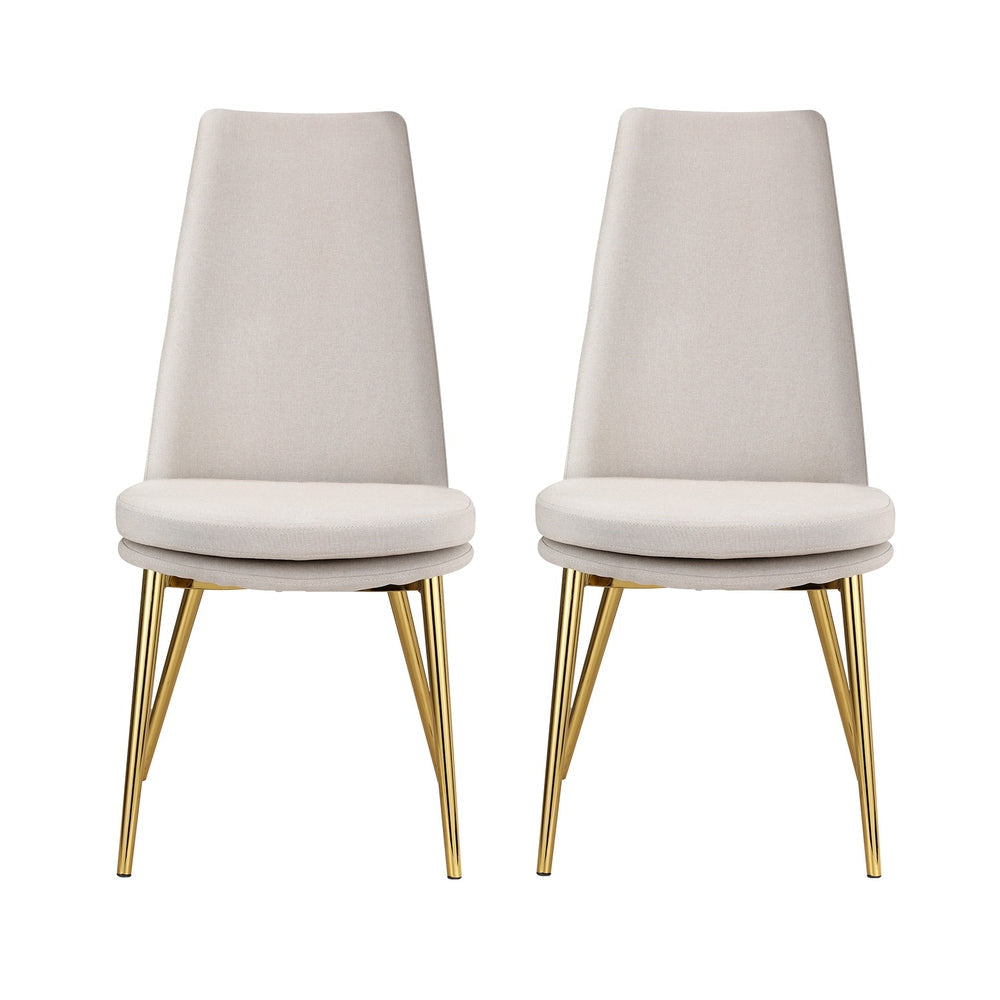 Artiss Dining Chairs High-back Beige Set of 2 Sunnie Chair Fast shipping On sale