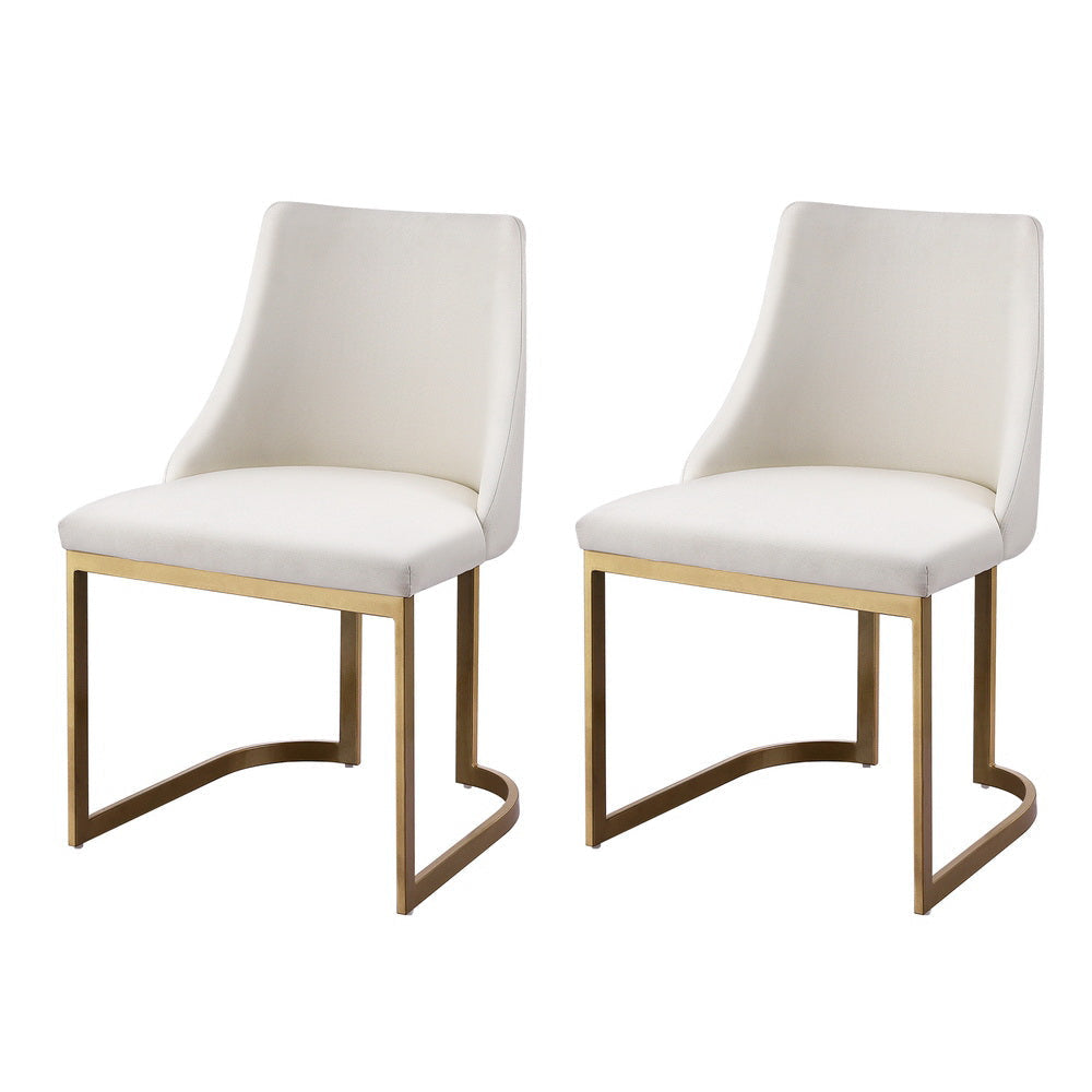 Artiss Dining Chairs Linen Fabric Beige Set Of 2 Balen Chair Fast shipping On sale