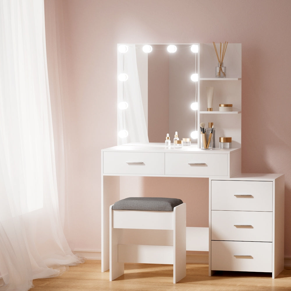 Artiss Dressing Table LED 10 Bulbs Makeup Mirror Stool Set Vanity Desk White Fast shipping On sale